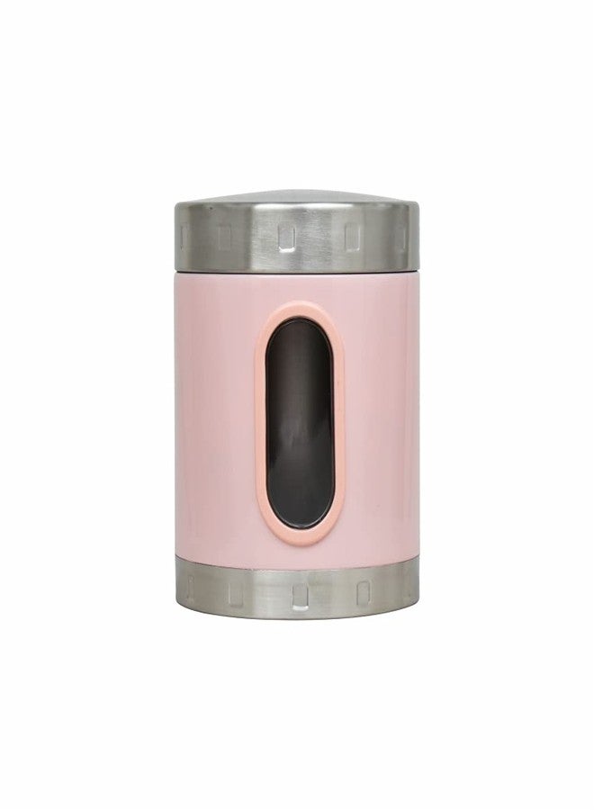 DUBBLIN Stainless Steel Storage jar container Fresher screw lid transparent visible window food safe steel Storage container 1500 ml, 1 Piece, Pink - Image 1